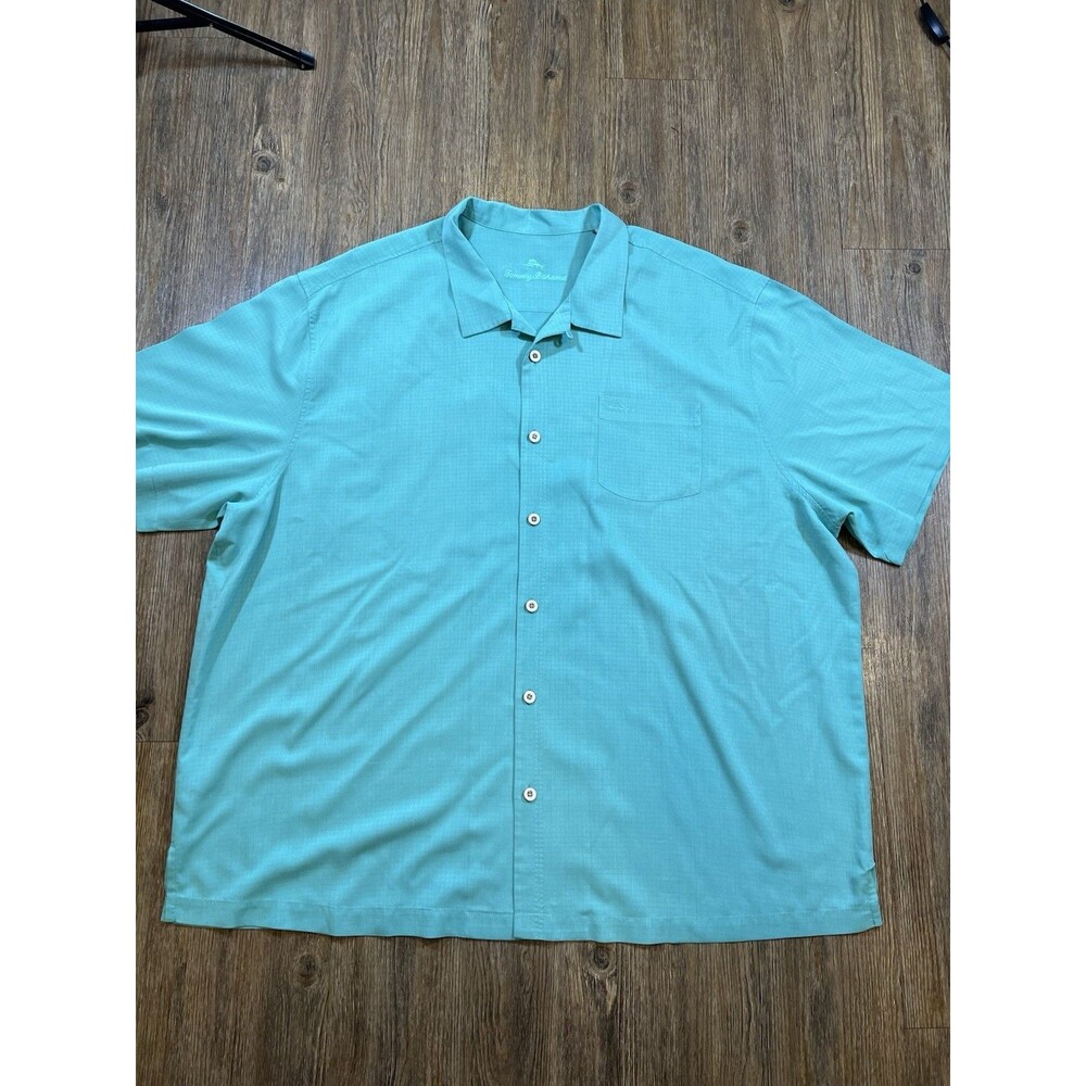 Tommy Bahama Shirt Mens 3XB Blue IslandZone Silk Blend Camp Button Pocket